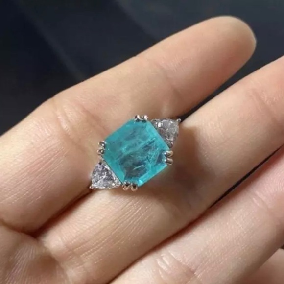 4.12  Carats Paraiba Tourmaline Ring |  Paraiba Tourmaline Cocktail Ring - Picture 3 of 5